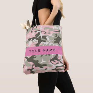 Roze en Groene Camouflage Jouw naam Personaliseren Draagtas
