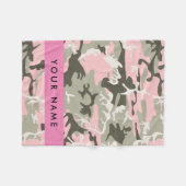 Roze en Groene Camouflage Jouw naam Personaliseren Fleece Deken (Voorkant (Horizontaal))