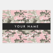 Roze en Groene Camouflage Jouw naam Personaliseren Inpakpapier Vel (Voorkant)