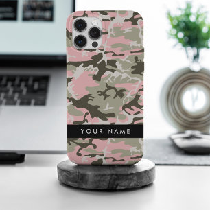 Roze en Groene Camouflage Jouw naam Personaliseren iPhone 15 Pro Max Hoesje