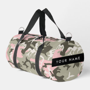 Roze en Groene Camouflage Jouw naam Personaliseren Plunjezak