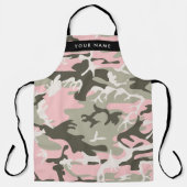 Roze en Groene Camouflage Jouw naam Personaliseren Schort (Voorkant)