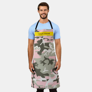 Roze en Groene Camouflage Jouw naam Personaliseren Schort