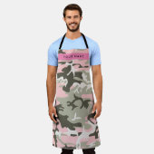 Roze en Groene Camouflage Jouw naam Personaliseren Schort (Gedragen)