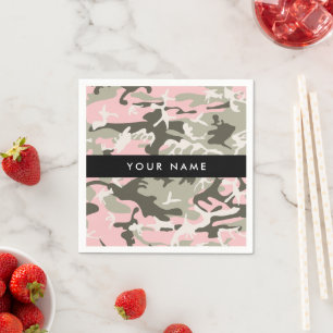 Roze en Groene Camouflage Jouw naam Personaliseren Servet
