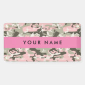 Roze en Groene Camouflage Jouw naam Personaliseren Spandoek (Horizontaal)