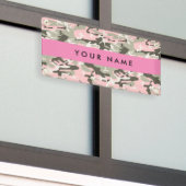 Roze en Groene Camouflage Jouw naam Personaliseren Spandoek (Buitenkant Gebouw)