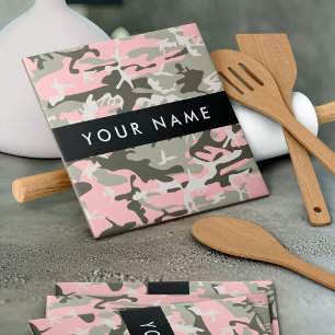 Roze en Groene Camouflage Jouw naam Personaliseren Tegeltje