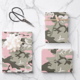 Roze en groene camouflage, leger, leger inpakpapier vel