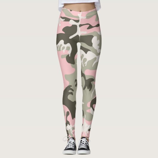 Roze en groene camouflage, leger, leger leggings (Voorkant)
