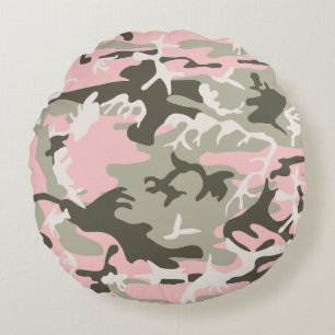 Roze en groene camouflage, leger, leger rond kussen