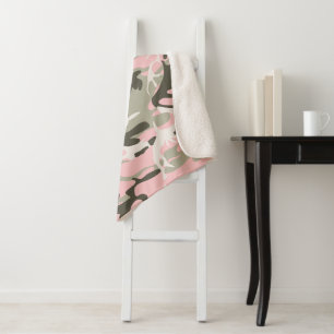 Roze en groene camouflage, leger, leger sherpa deken