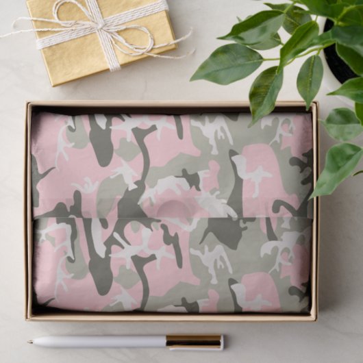Roze en groene camouflage, leger, leger tissuepapier (Geschenk)