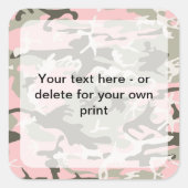 Roze en groene camouflage, leger, leger vierkante sticker (Voorkant)