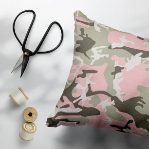 Roze en groene camouflage, militair, leger accent kussen