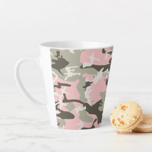Roze en groene camouflage, militair, leger latte mok
