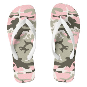 Roze en groene camouflage, militair, leger teenslippers