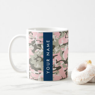 Roze en groene camouflage personaliseer je naam koffiemok