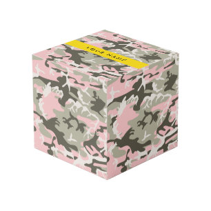 Roze en groene camouflage personaliseer je naam kubus