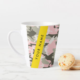 Roze en groene camouflage personaliseer je naam latte mok