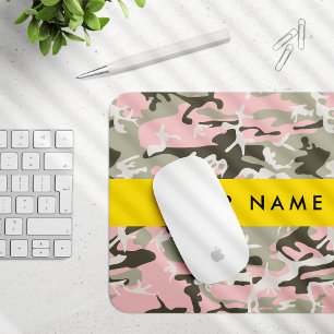 Roze en groene camouflage personaliseer je naam muismat