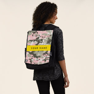 Roze en groene camouflage personaliseer je naam rugtassen