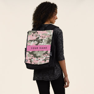 Roze en groene camouflage personaliseer je naam rugtassen