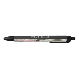 Roze en groene camouflage personaliseer je naam zwarte inkt pen