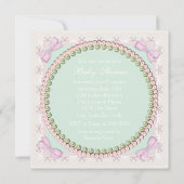 Roze en groene Carriage Baby shower Kaart (Achterkant)