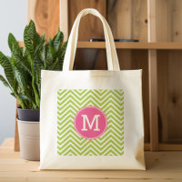Roze en groene Chevron Pattern met monogram