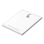 Roze en groene Chinoiserie Bunny met strik Notitieblok (Gedraaid)