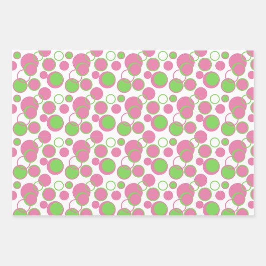 Roze en groene cirkels geometrisch patroon inpakpapier vel (Voorkant 2)