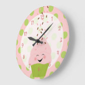 Roze en groene cupcake grote klok (Hoek)