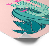 Roze en groene Cute Cactus Poster (Hoek)