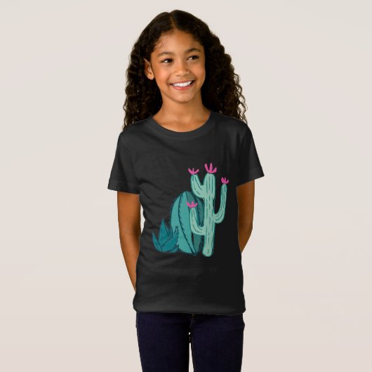 Roze en groene Cute Cactus T-shirt (Voorkant volledig)