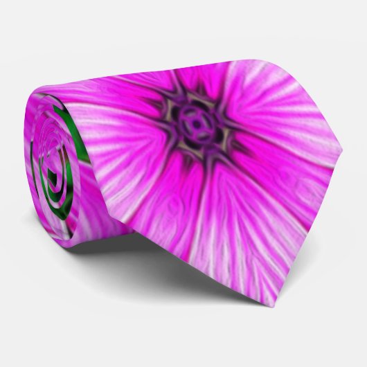 Roze en groene Daisy Pattern Stropdas (Opgerold)