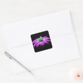 Roze en Groene Daisy Vierkante Sticker (Envelop)