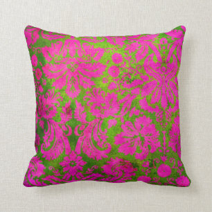 Roze en Groene Damask Kussen
