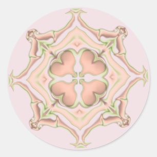 Roze en groene diamant en harten caleidoscoop ronde sticker