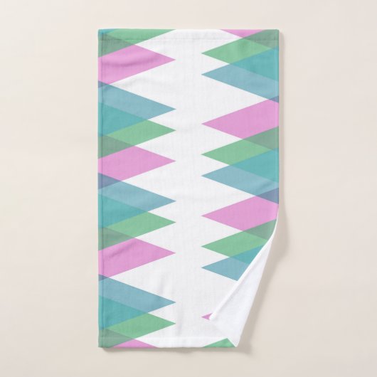 Roze en groene driehoeken bad handdoek (Handdoek)