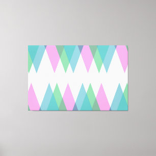Roze en groene driehoeken canvas afdruk
