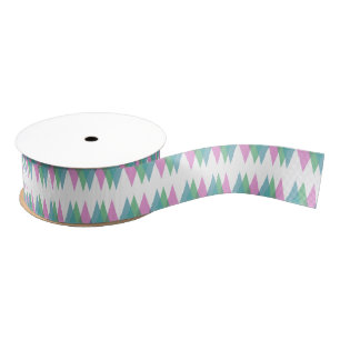 Roze en groene driehoeken grosgrain lint