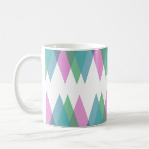 Roze en groene driehoeken koffiemok