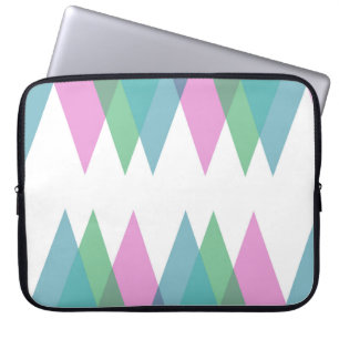 Roze en groene driehoeken laptop sleeve