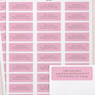 Roze en groene eenvoudige antieke seriftekst etiket