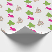 roze en groene feestdagen cadeaupapier (Hoek)