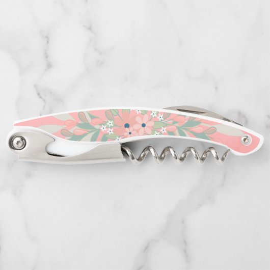  roze en groene floraal kurkentrekker (Voorkant)