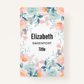 Roze en groene Floral Border Badge (Achterkant)