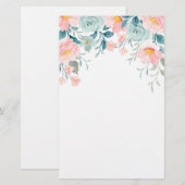 Roze en groene Floral Border Briefpapier (Voorkant / Achterkant)