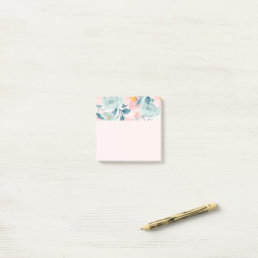 Roze en groene Floral Border Post-it® Notes (Op bureau)